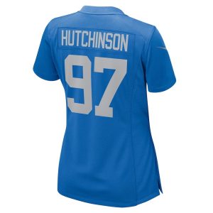 Womens Detroit Lions Aidan Hutchinson Player Jersey Blue 3