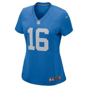 Women's Detroit Lions Jared Goff Game Player Jersey Blue (4)