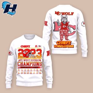 2023 AFC West Division Champs KC Wolf Chiefs Kingdom Hoodie 2