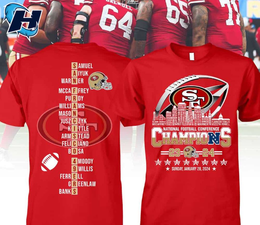 49ers 2024 National Football Conference CHAMPIONS Two-Sided Shirt