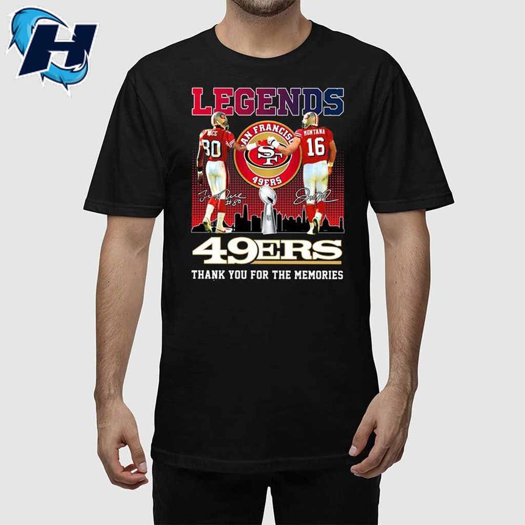 49ers Legends Rice And Montana Thank You For The Memories Shirt