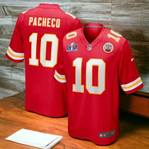 Mens Isiah Pacheco Super Bowl LVIII Jersey Kansas City Chiefs Champions Red Uniform