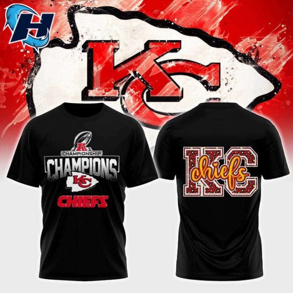 KC Chiefs 2023 AFC Conference CHAMPIONS Retro Football T Shirt
