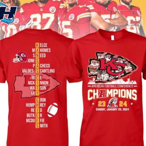 KC Chiefs American Football Conference CHAMPIONS 2024 Two Sided Shirt 1