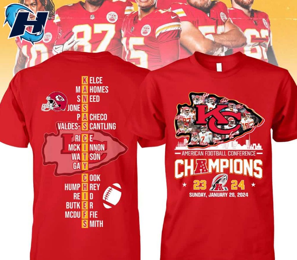 KC Chiefs American Football Conference CHAMPIONS 2024 Two-Sided Shirt