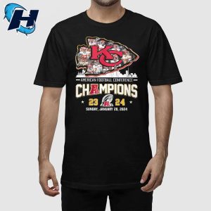 KC Chiefs American Football Conference CHAMPIONS 2024 Two Sided Shirt 2