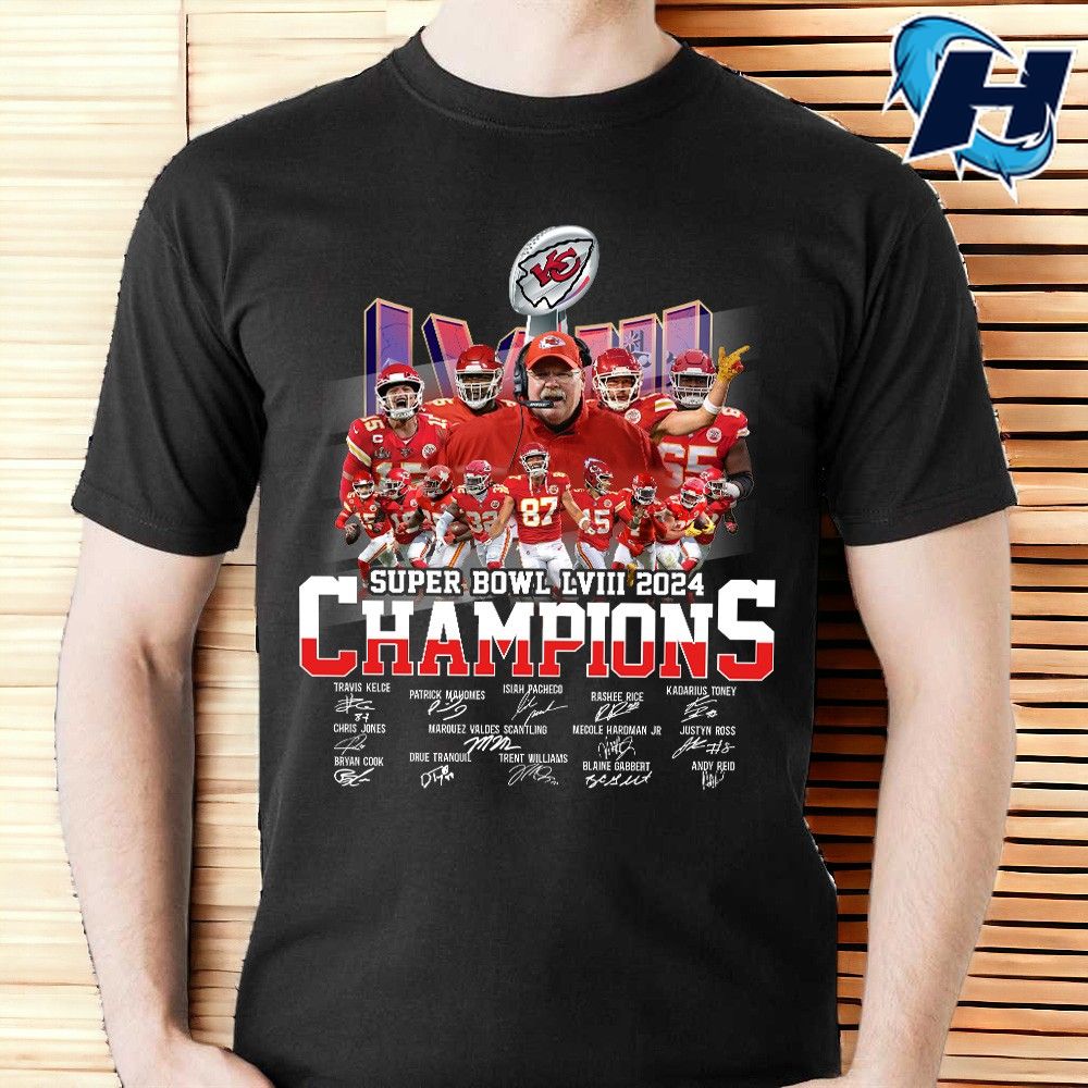 KC Chiefs Super Bowl LVIII 2024 Champions Signatures Shirt