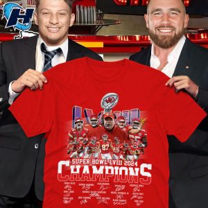 Kansas City Chiefs Super Bowl LVIII 2024 Champions Signatures T Shirt 5