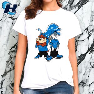 Looney Tunes Bugs And Taz Detroit Lions T Shirt 3