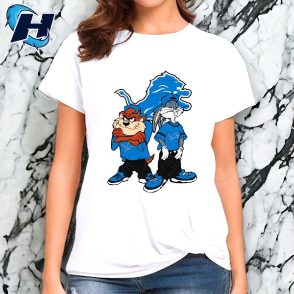 Looney Tunes Bugs And Taz Detroit Lions T-Shirt