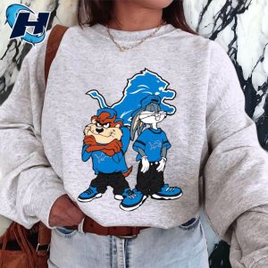 Looney Tunes Bugs And Taz Detroit Lions T Shirt 4