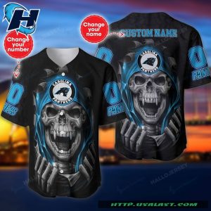 Personalized Carolina Panthers Vampire Skull Baseball Jersey Shirt