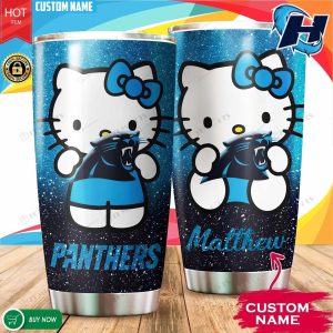 Personalized Hello Kitty Hug Carolina Panthers Tumbler