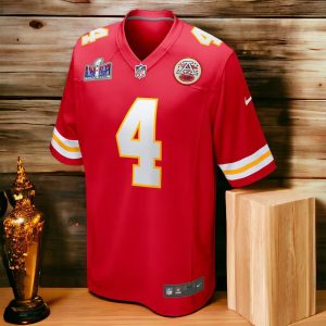 Mens Rashee Rice Super Bowl LVIII Jersey Kansas City Chiefs Red Uniform
