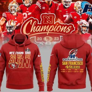 SF 49ers Are All In 8 NFC Champions 2023 3D Hoodie 1