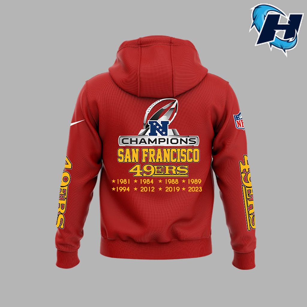 SF 49ers Are All In 8 NFC Champions 2023 3D Hoodie