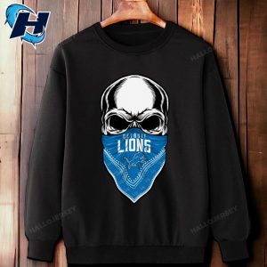 Skull Wear Bandana Detroit Lions T Shirt 3