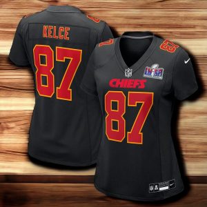 Womens Travis Kelce Super Bowl LVIII Jersey Kc Chiefs Black Uniform