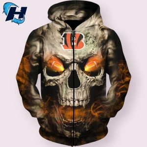 Terrifying Glow Cincinnati Bengals Skull Hoodie