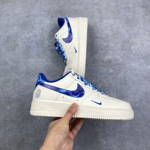 New Arrival AF 1 Low x BaPe White Blue AJ3264