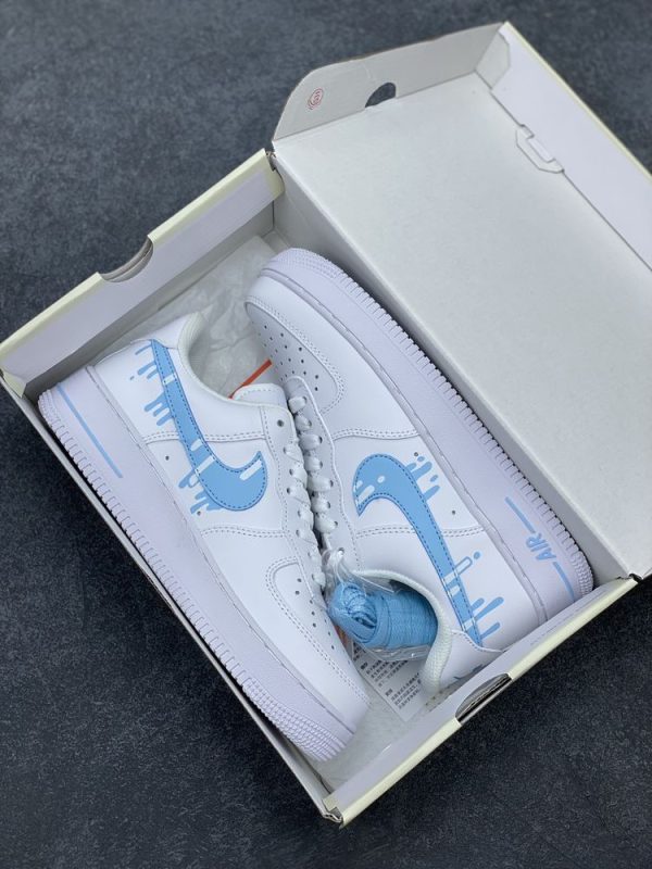 New Arrival AF 1 Custom Blue Swoosh AJ3125