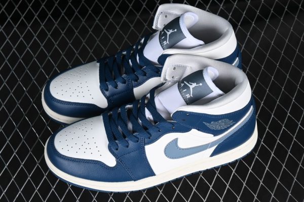 New Arrival AJ1 Mid SE White Blue BQ6472-414