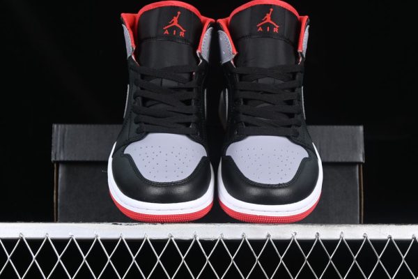 New Arrival AJ1 Mid Black Cement Grey Red Shoes DQ8426-006