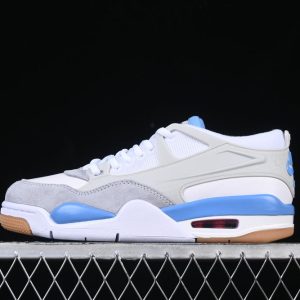 New Arrival AJ4 Vintage Basketball Shoes Unisex Low-Top Gray White Blue FQ7939-104