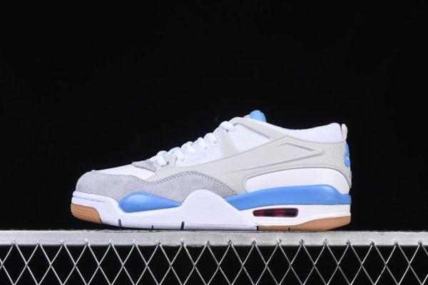 New Arrival AJ4 Vintage Basketball Shoes Unisex Low-Top Gray White Blue FQ7939-104