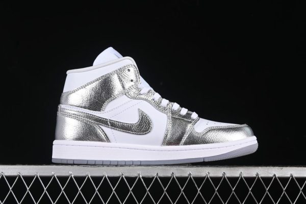 New Arrival AJ1 Mid Metallic Silver FN5031-10